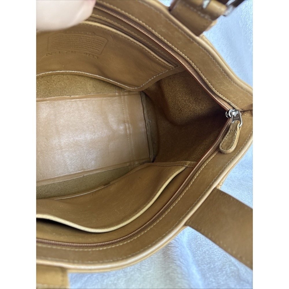 Vintage COACH Waverly Tote Bag Camel Tan Leather Zip Closure 4133 90s Costa Rica - Picture 14 of 16